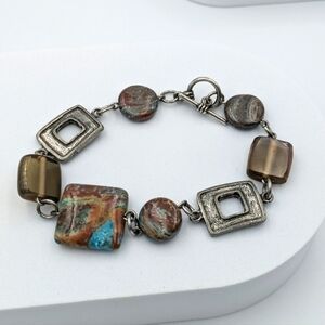 Multimedia bracelet silver tone